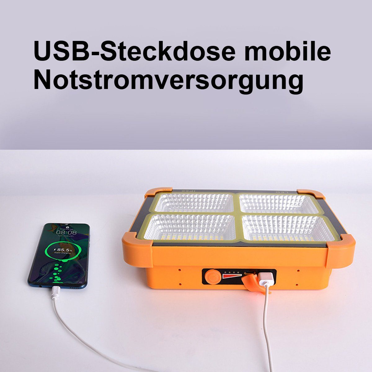 yozhiqu Baustrahler LED-Solarleuchte, Notbeleuchtung, tragbare Außenleuchte, Tragbarer D8-Solarscheinwerfer für Camping-Nachtmarktstände