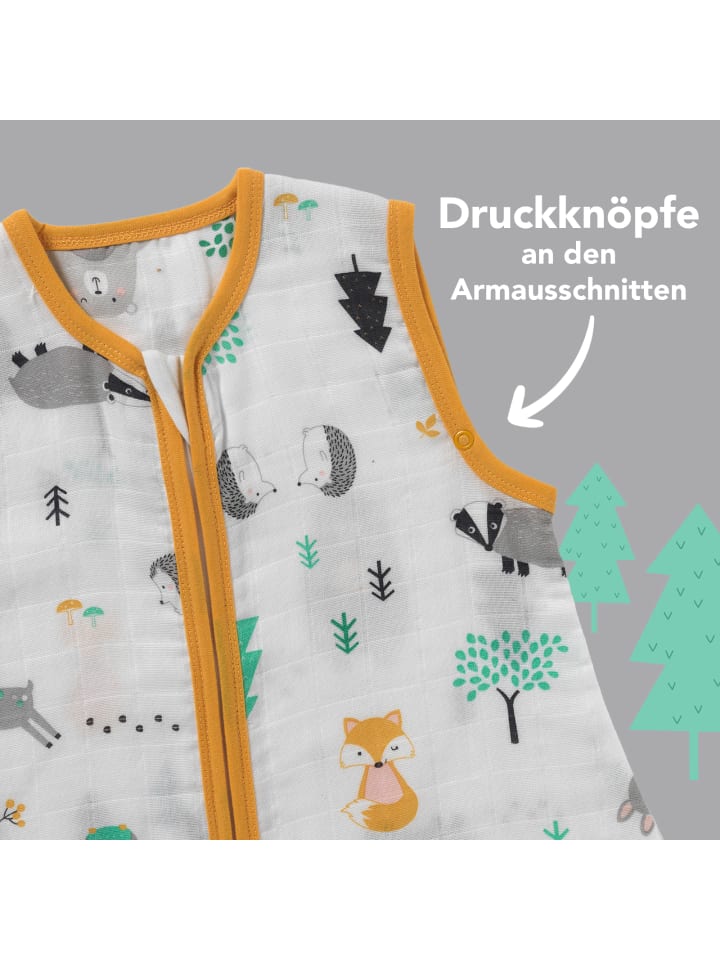 Schlummersack Musselin Schlafsack mit Füßen, 0.5 TOG in Orange günstig kaufen