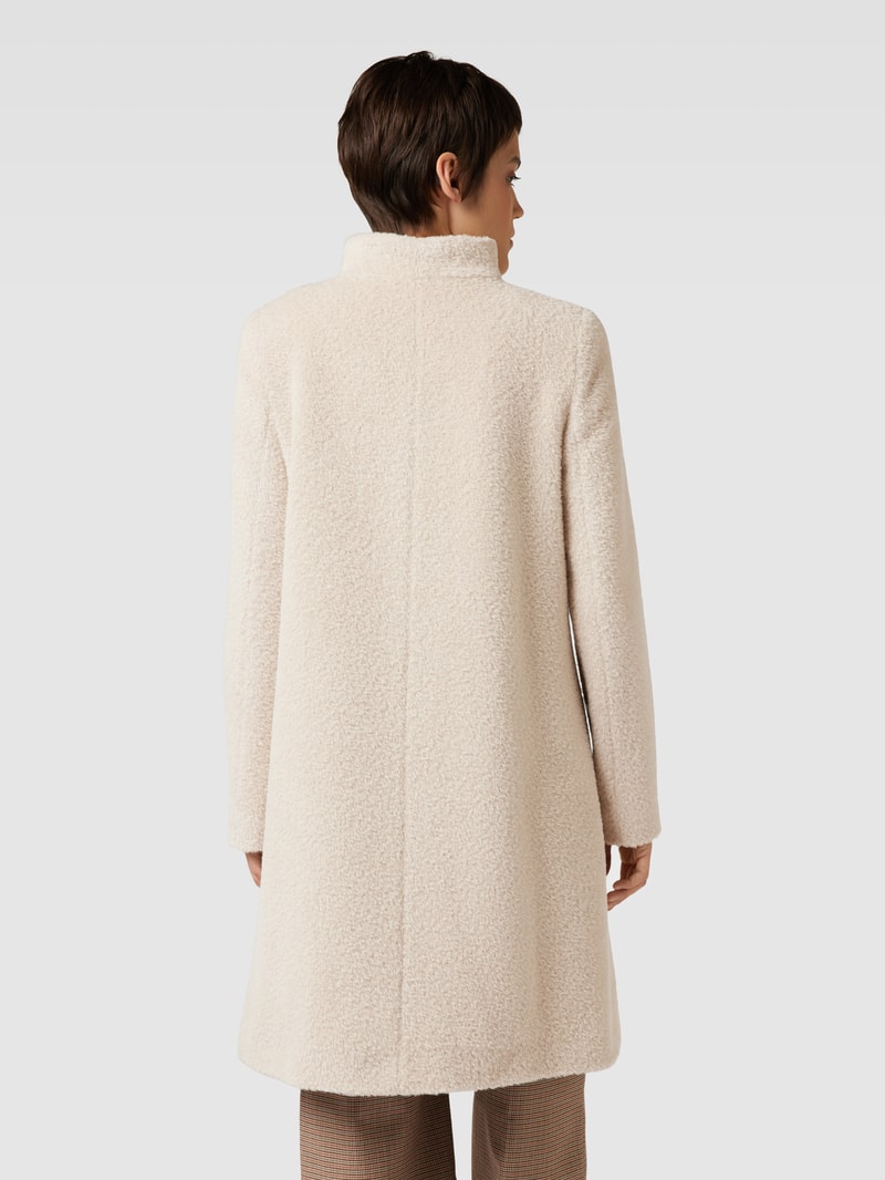 Mantel aus Lanawolle-Alpaka-Mix mit Stehkragen in offwhite