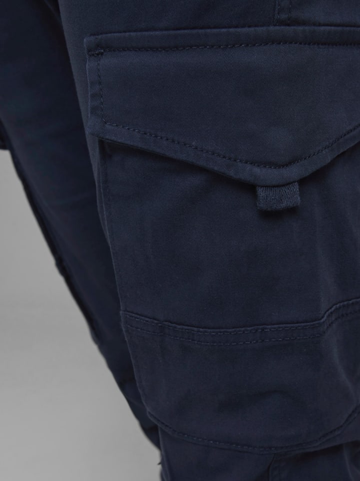 Jack & Jones Hose Cargo Jogger Pants PAUL FLAKE AKM 542 Twill Gummibund in Navy günstig kaufen