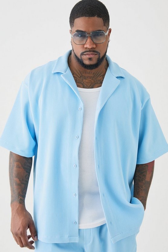 Plus Hemd & Shorts in Blau