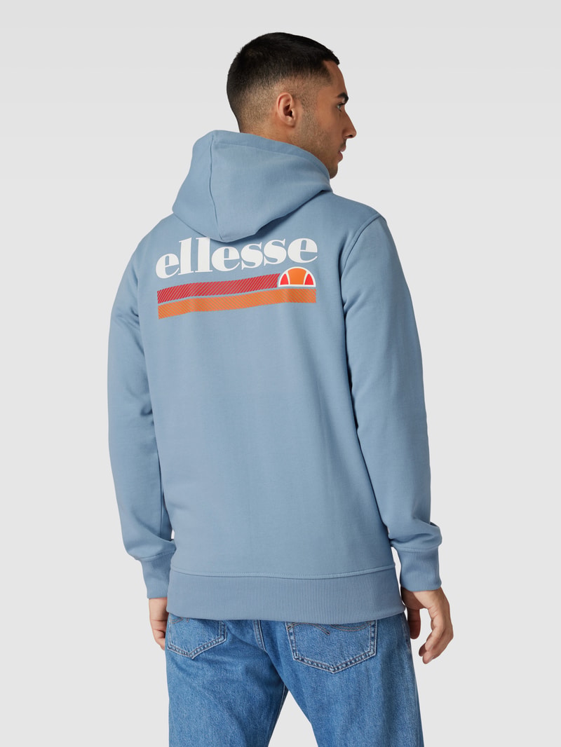 Hoodie mit Label-Print Modell 'Olevano' in hellblau