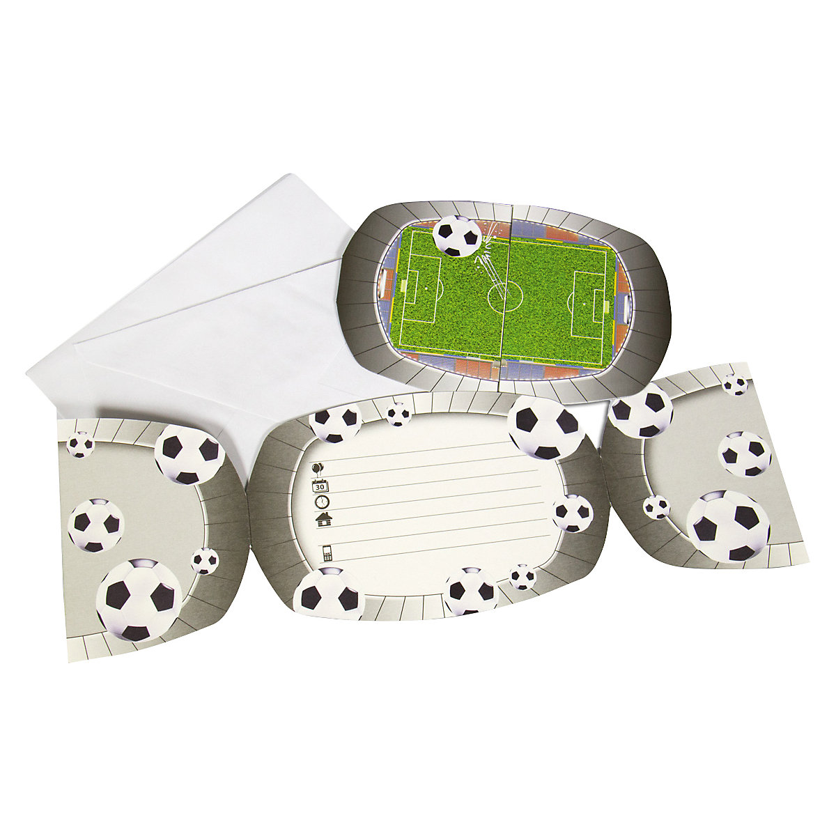 Einladungskarten Fussball, 8 Stück. inkl. Umschläge