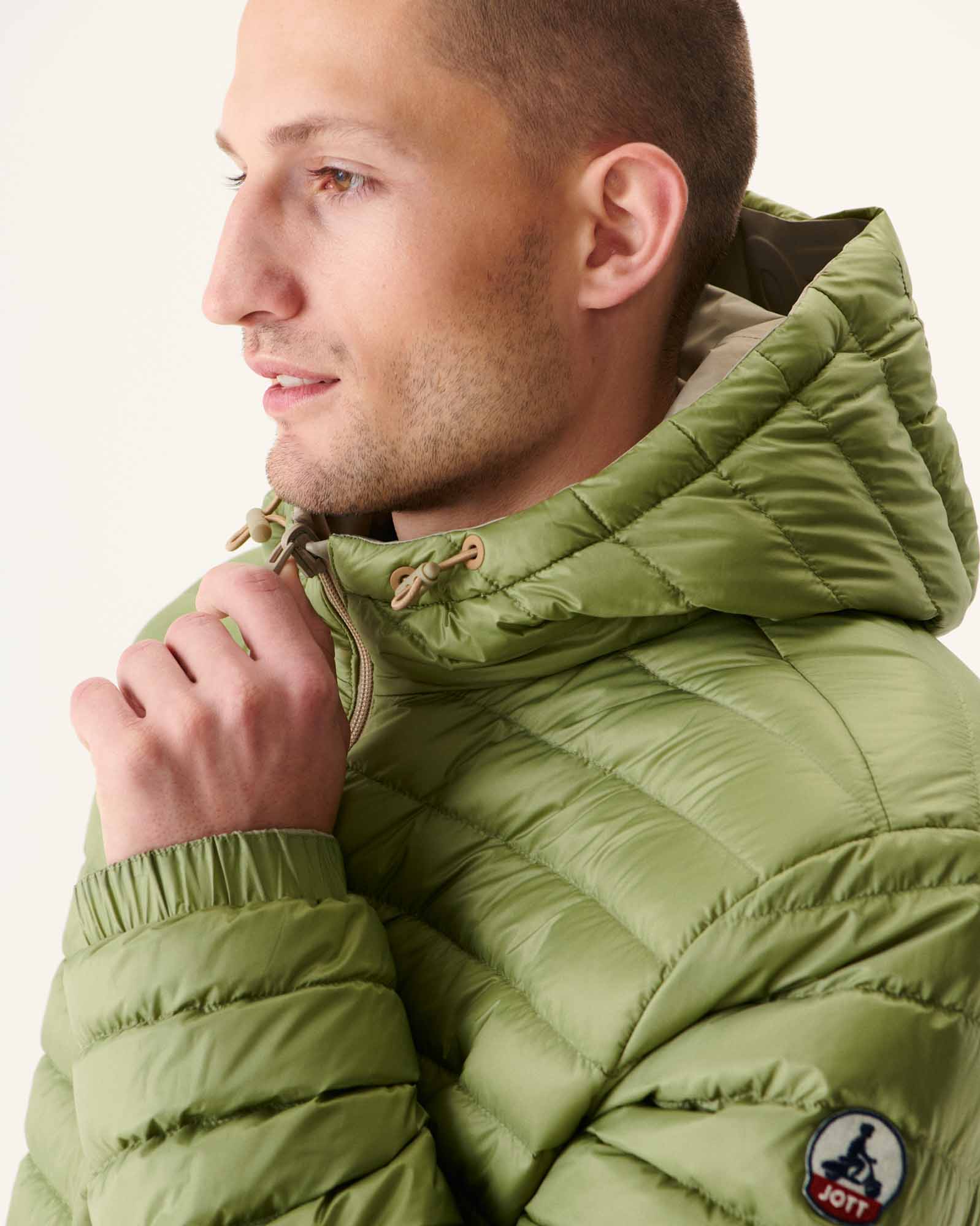 Doudoune longue réversible à capuche Beige/Kaki clair Amsterdam