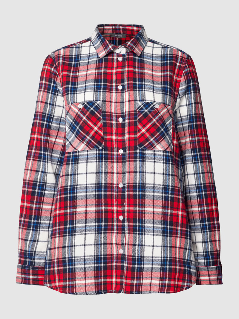 Flanellbluse mit Brusttaschen in rot