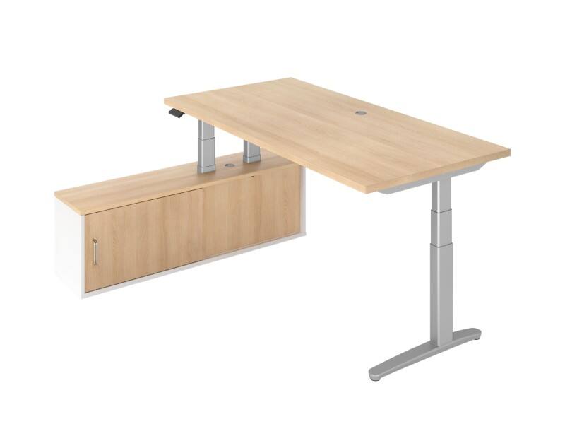 Hammerbacher Sitz-Stehschreibtisch VXBHM2C/EW/SS Eiche, Silber