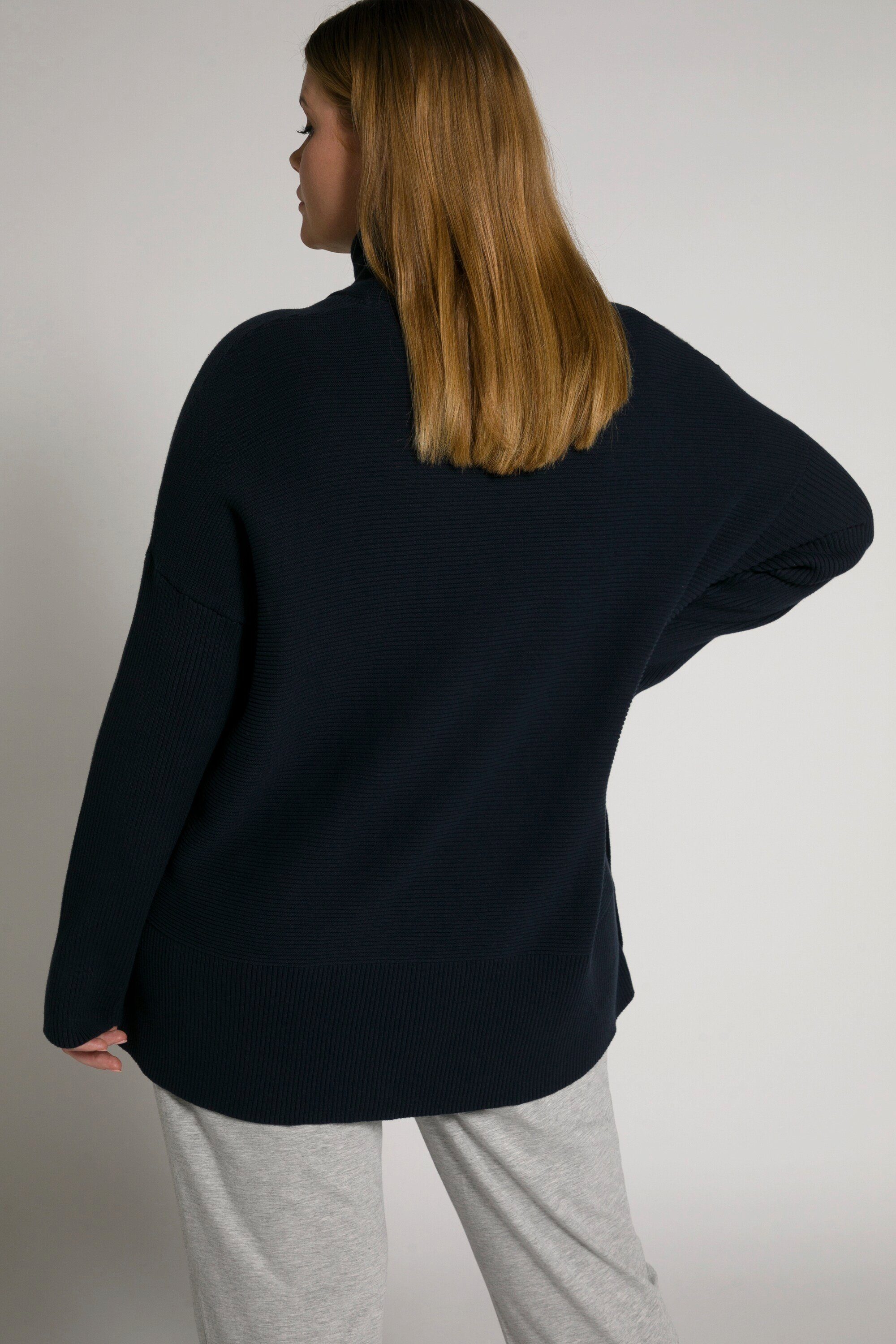 Ulla Popken Umstandspullover Bellieva-Pullover Stehkragen Druckknöpfe Langarm