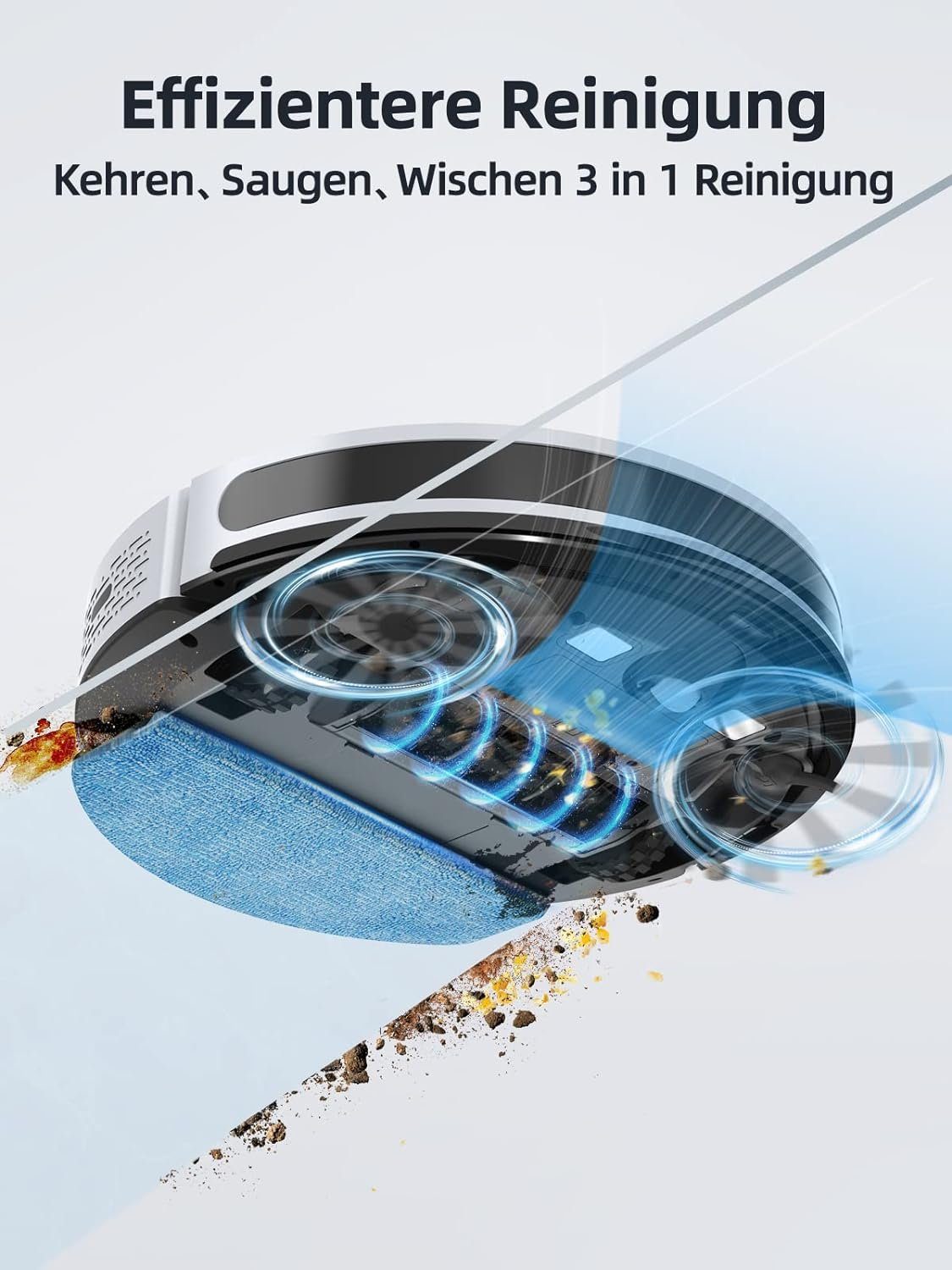 Honiture Saugroboter, Saugroboter mit Wischfunktion, Staubsauger Roboter 3000Pa,Kehren Saugen Wischen 3 in 1 Roboterstaubsauger WLAN,Alexa & APP-Steuerung