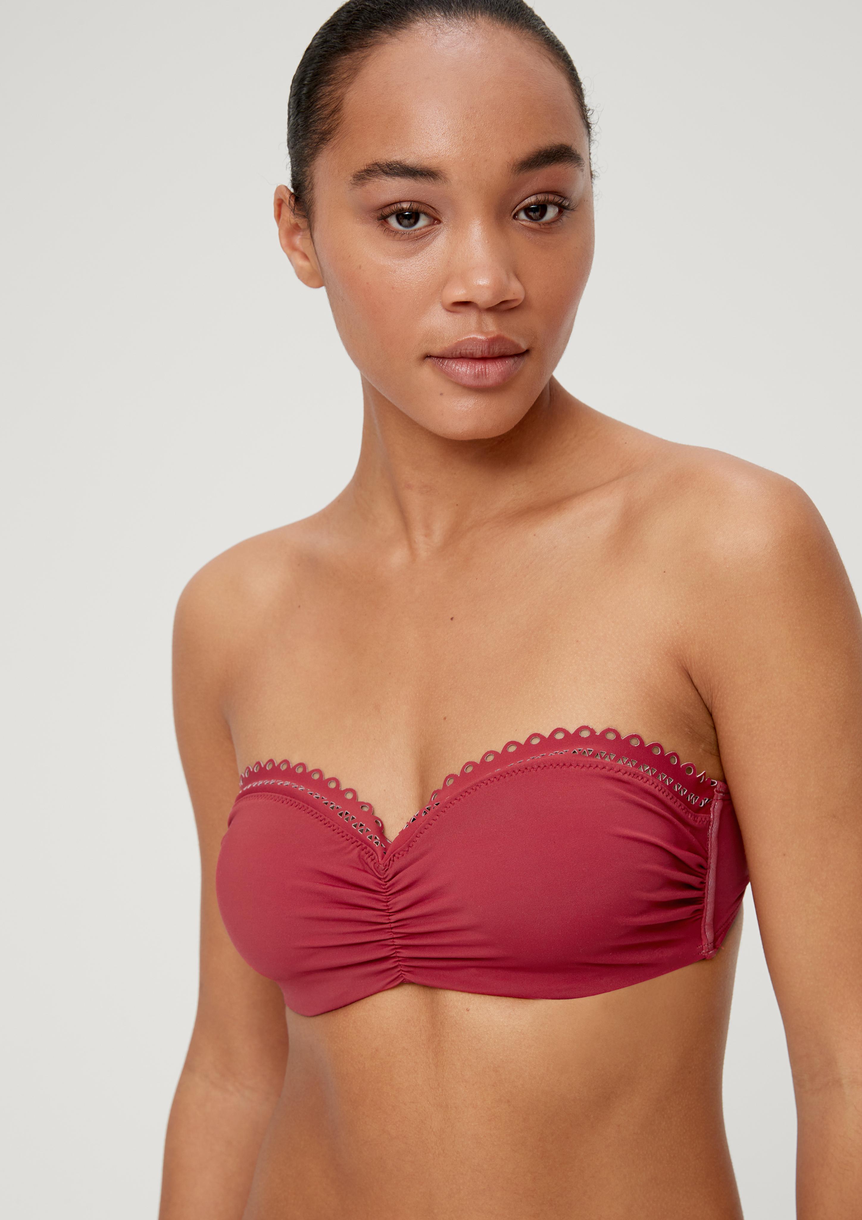 Bandeau Bikini-Top mit Raffung und Lochstickerei  EME-6008712-3400