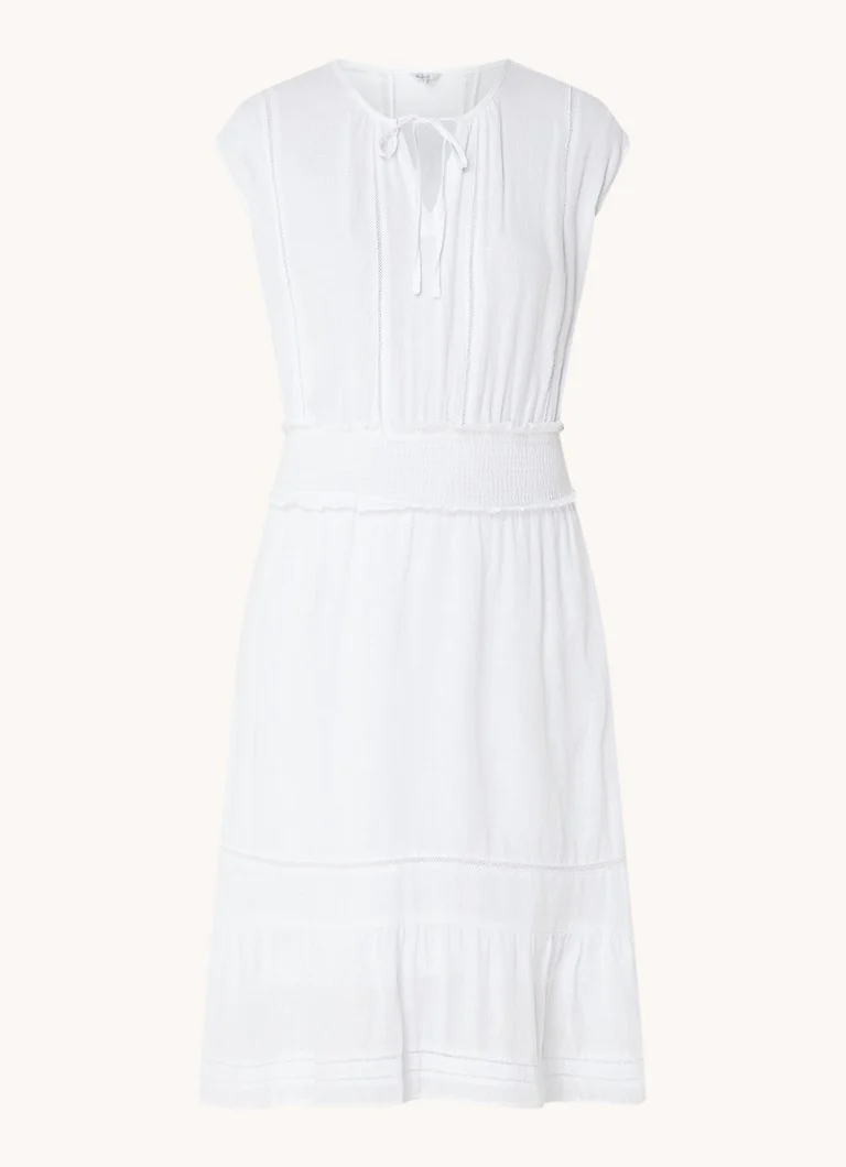 Vestido túnica midi de mezcla de lino Rails Ashlyn con cuello de lazo