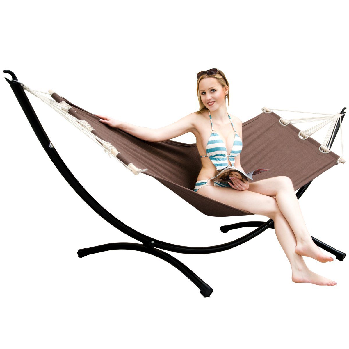 AMANKA Hängematte Hängematte mit Gestell 300x100 Liege, 300x100 cm Hängemattengestell