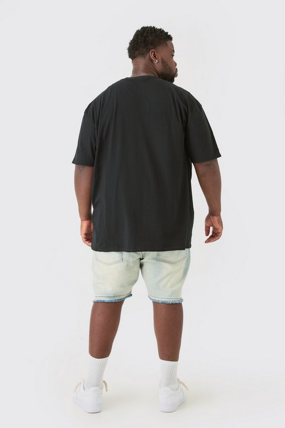 Plus schwarzes Oversize T-Shirt mit Kreuz-Stickerei