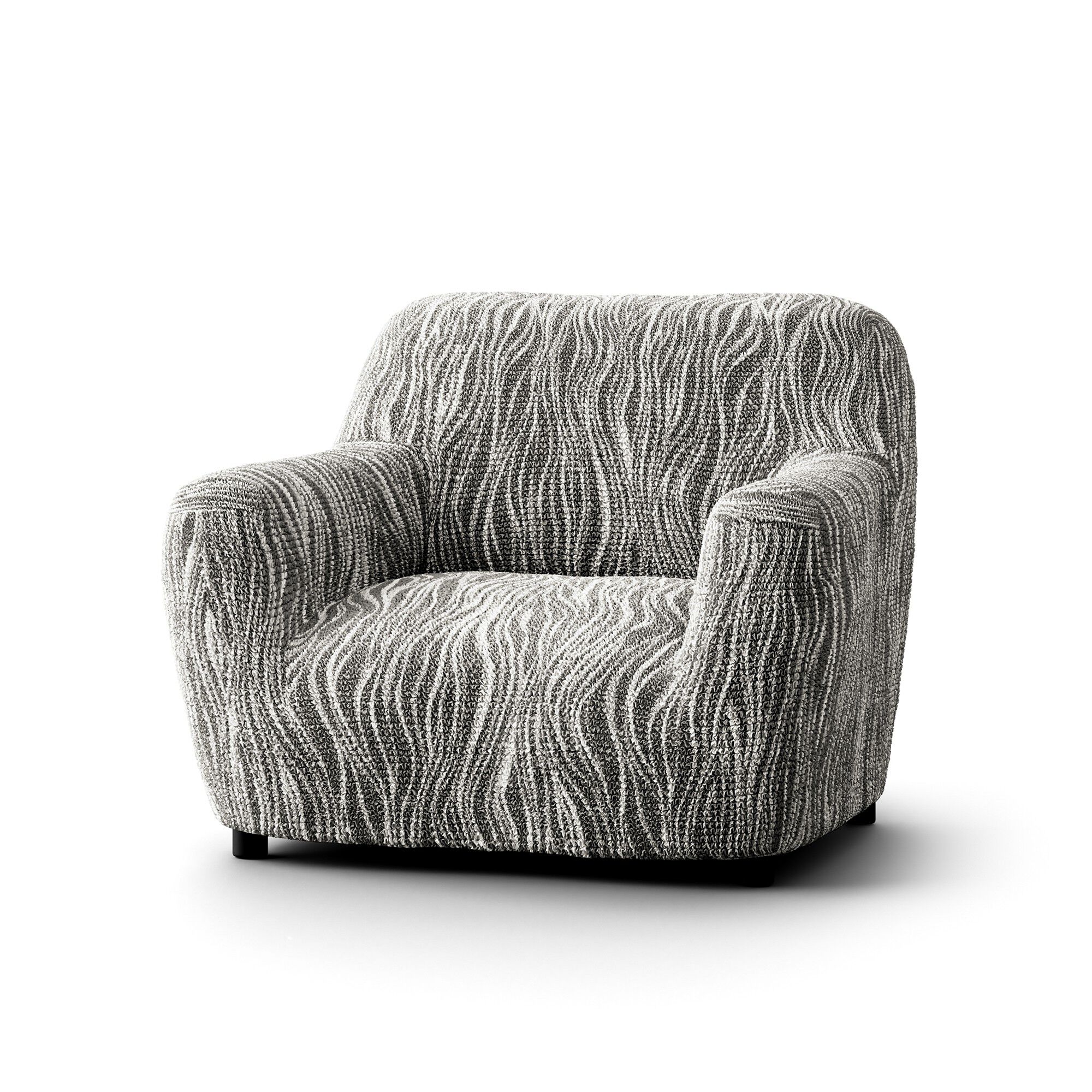 Housse bi-extensible microfibre imprimé vagues pour fauteuil et canapé