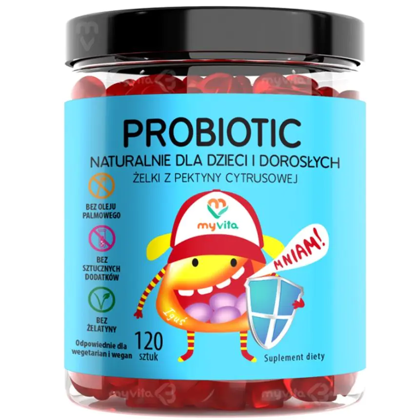 „MyVita“ probiotiniai natūralūs guminukai vaikams ir suaugusiesiems, 120 vnt.