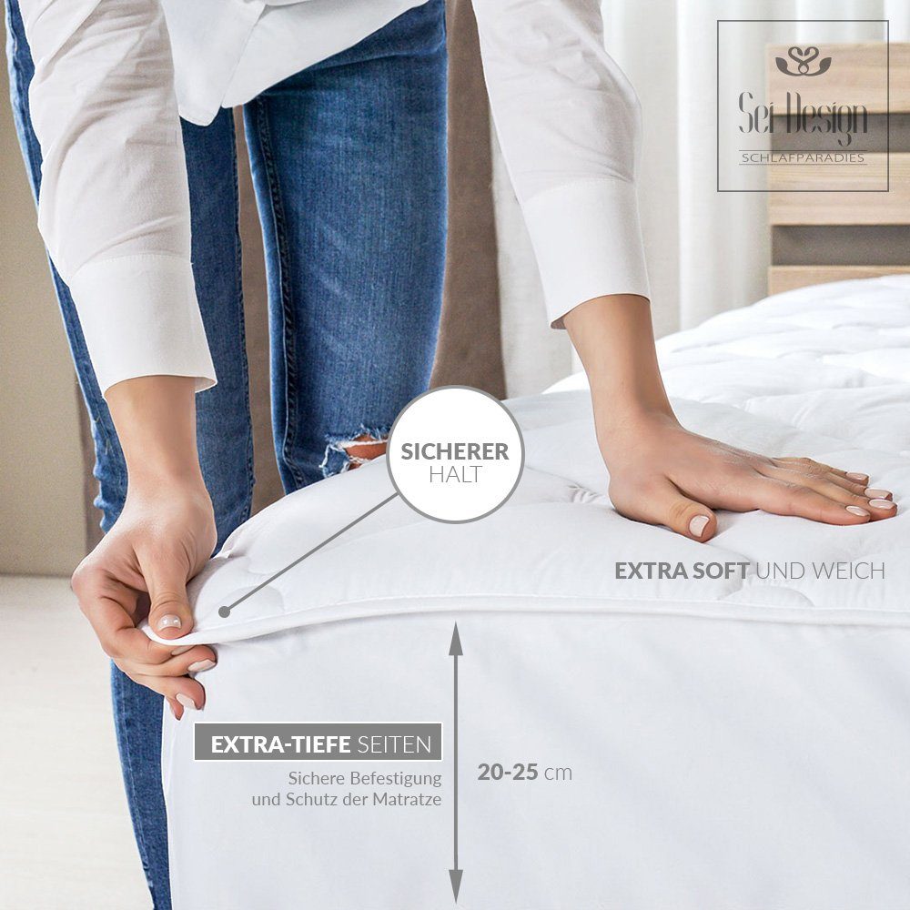 Matratzenschoner Topper wie Spannbettlaken gesteppt SEI Design, gesteppter Topper