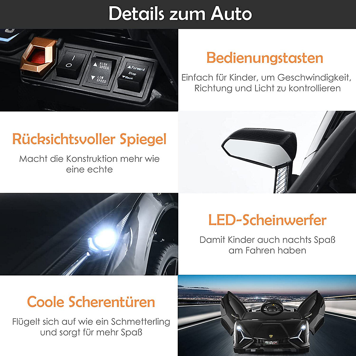 Elektroauto Lamborghini 2.4G Fernbedienung 3-8 Jahre