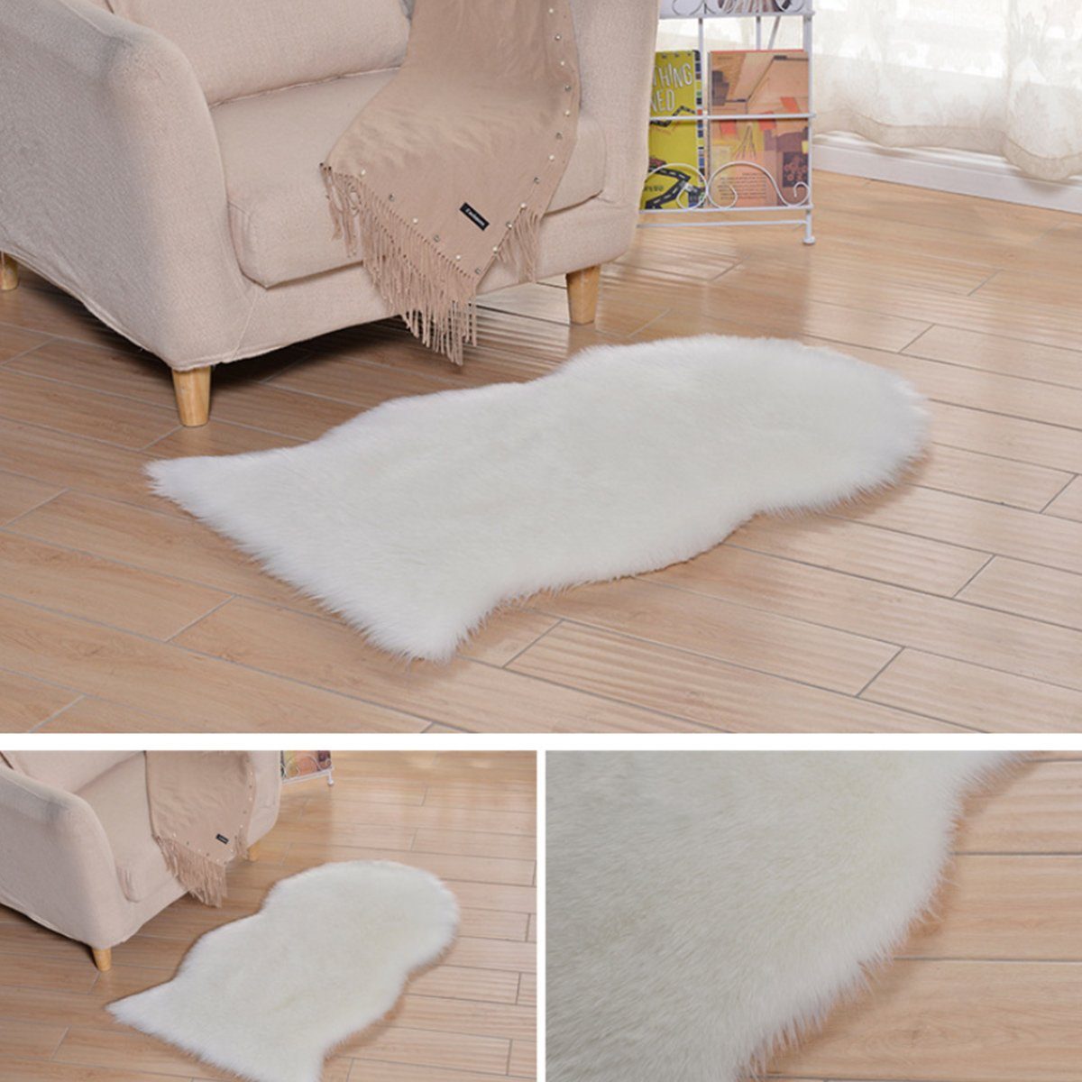 Fellteppich 60cm*90cm 65cm*102cm Kunstfell-Teppiche Fellform, meeteu, 60cm*90cm, fellförmig, Kunstfell, Wohnzimmer, Schlafzimmer, Esszimmer, Kinderzimmer