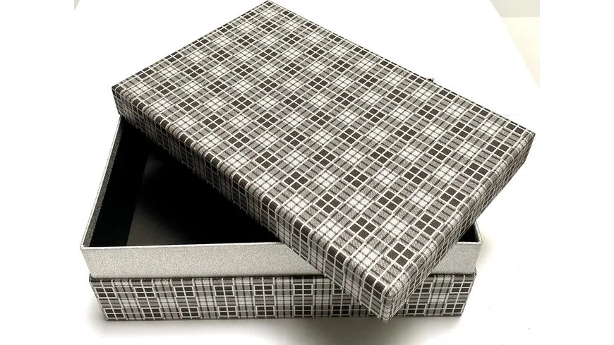 Kartonage Silber kariert 30x19x10cm
