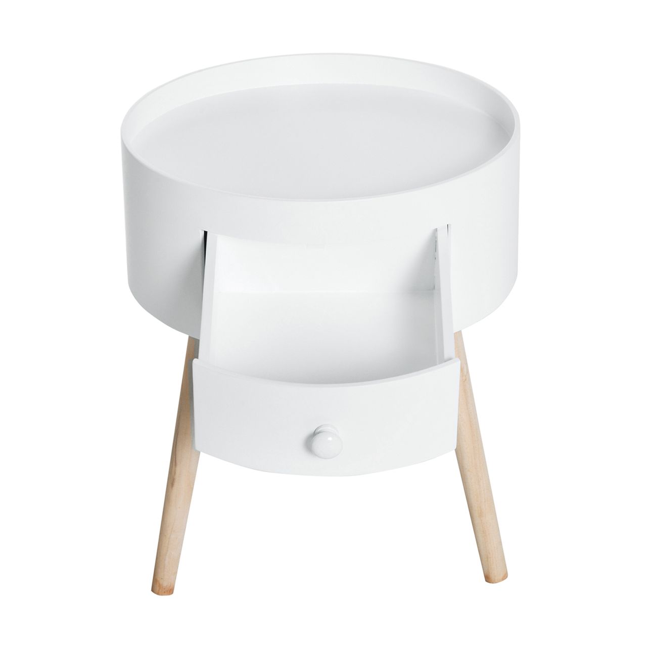 HOMCOM Couchtisch, Beistelltisch mit Schublade Runder Kaffeetisch bis 50 kg Weiß