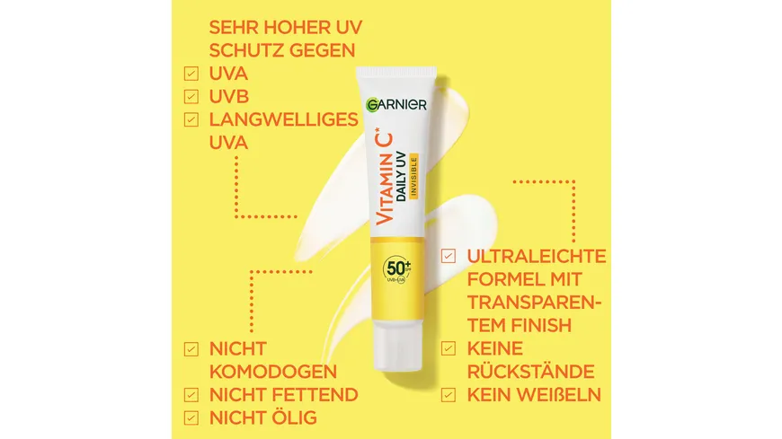 Garnier SkinActive Vitamin C Tägliches Sonnenfluid Invisible LSF 50+ 40 ml