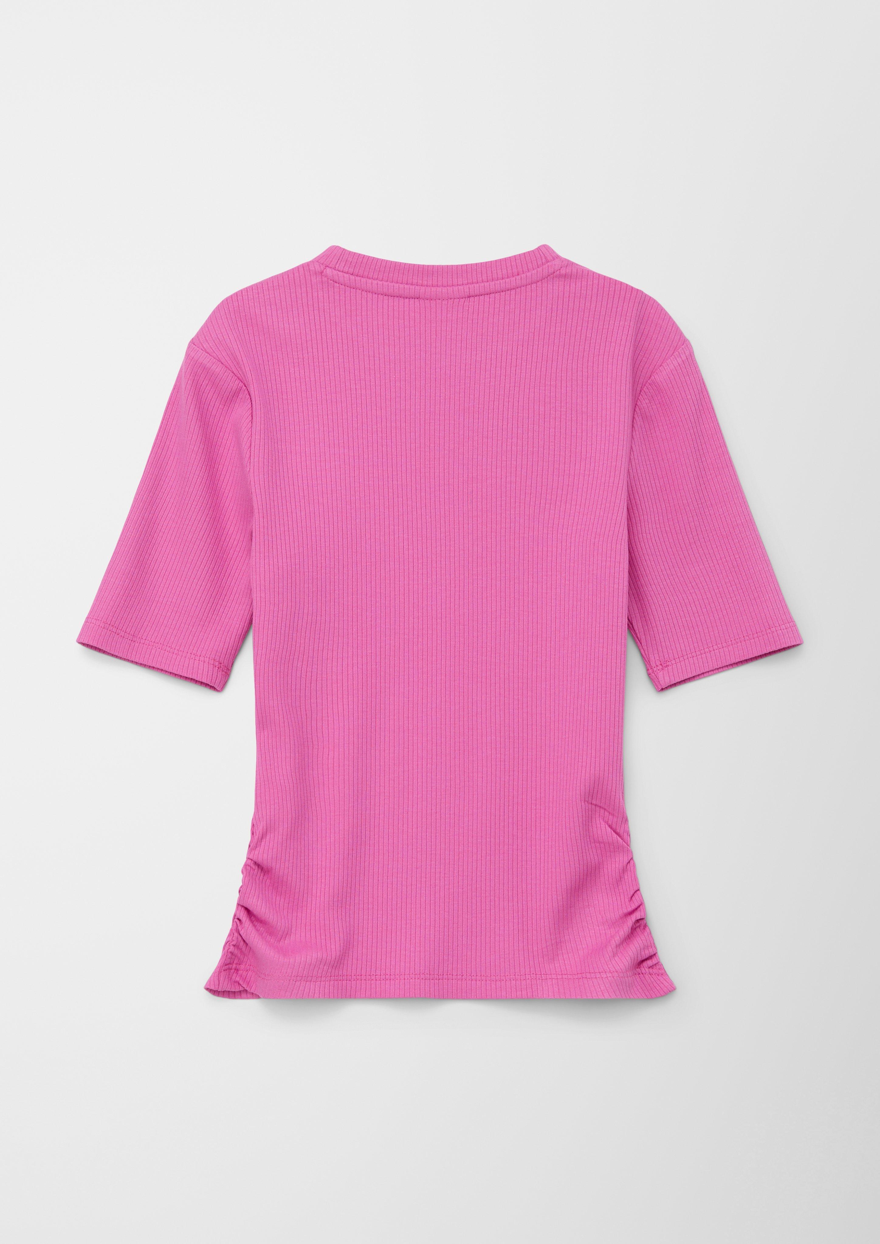 Eng anliegendes Rippshirt mit Raffung  2128030-4451