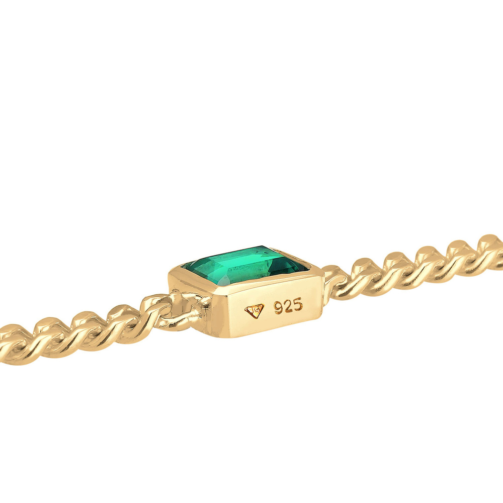 Elli PREMIUM Elli PREMIUM Bracelet Panzerkette Quarz Edelstein Grün 925er Silber Bracelet