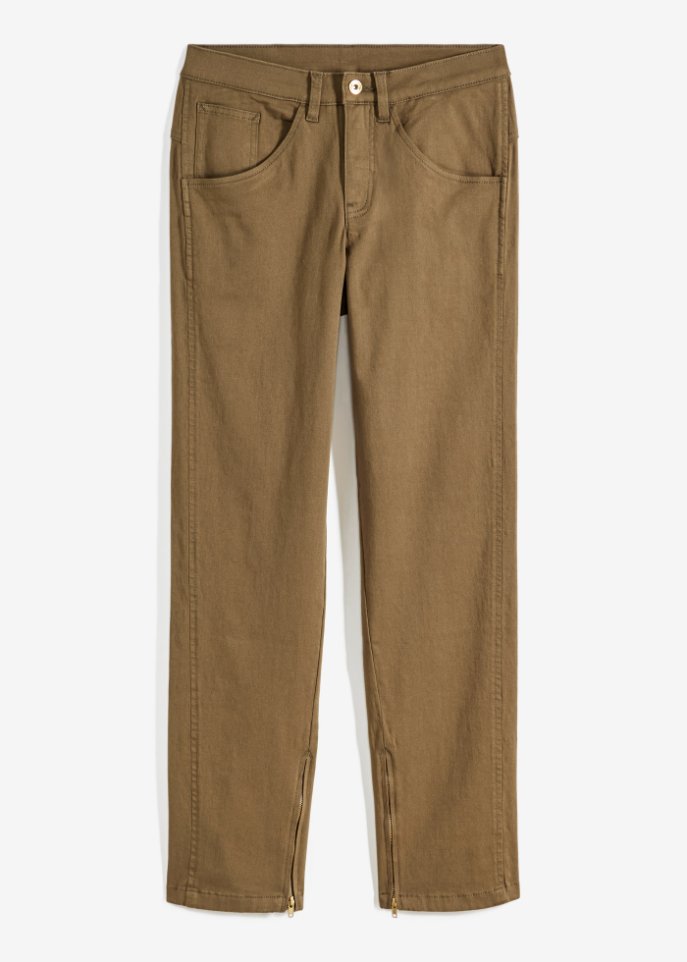 Twillhose mit Reißverschluss am Saum
