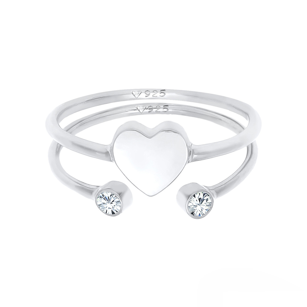 Elli Elli Bague Bague à empiler en cristal pour dames, sertie d'argent 925 Bague