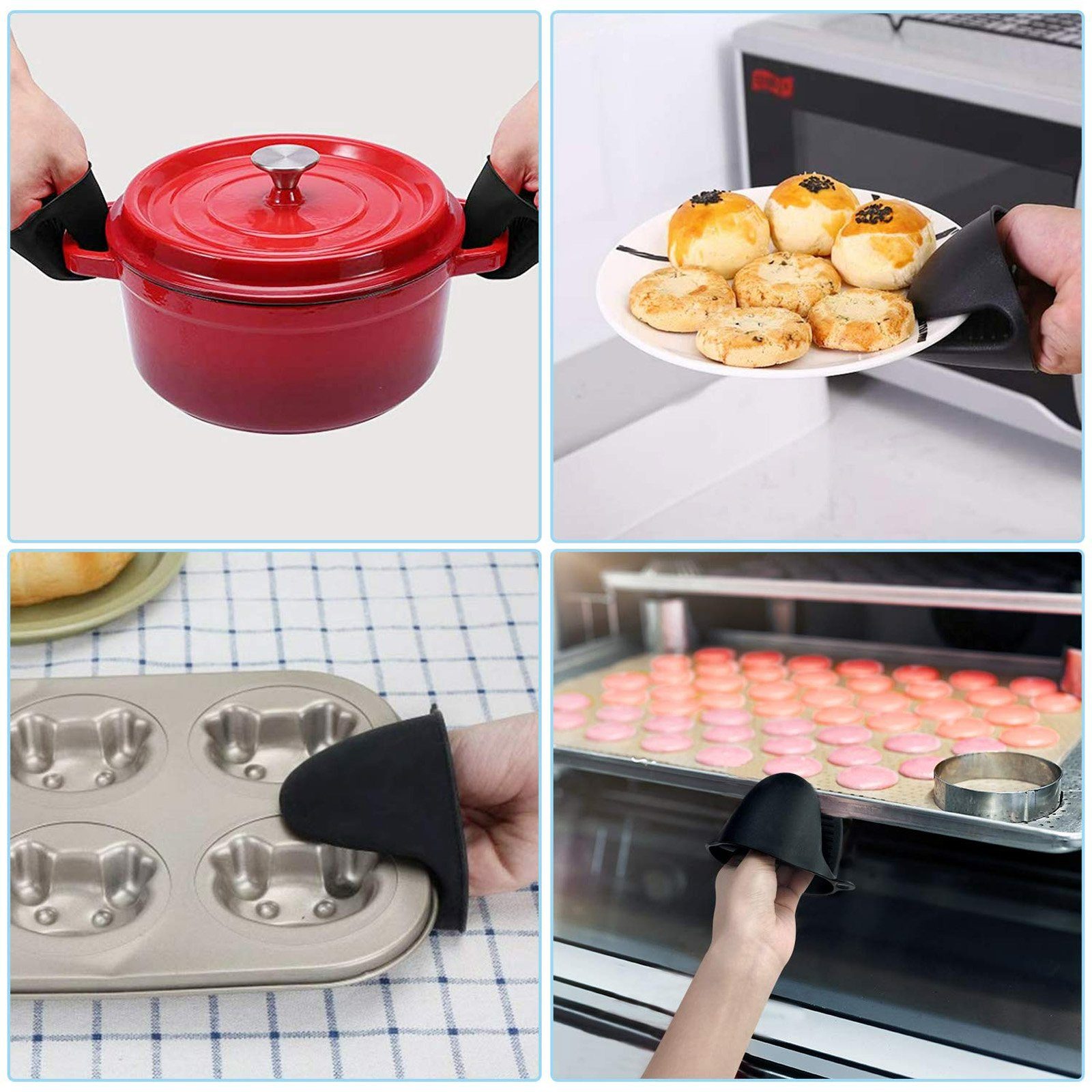 CALIYO Topflappen Ofenhandschuhe aus Silikon, 6er Set Topfhandschuhe, 230°C Hitzebeständige Backhandschuhe mit rutschfestem Silikonmuster