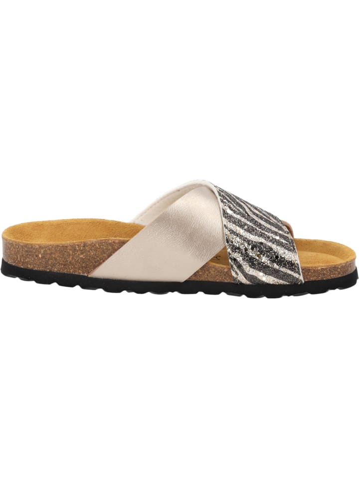 palado Pantoletten in taupe zebra glitzer günstig kaufen