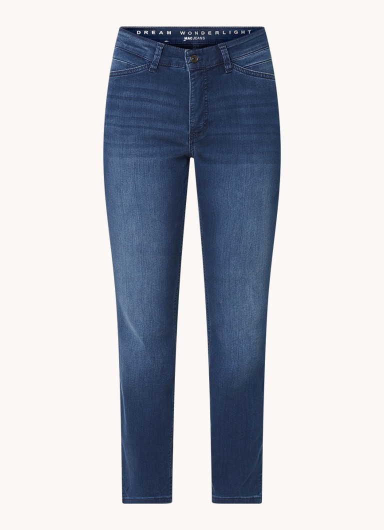 Blugi MAC Jeans Dream Summer Skinny cu talie înaltă și mânecă scurtă, decolorare medie