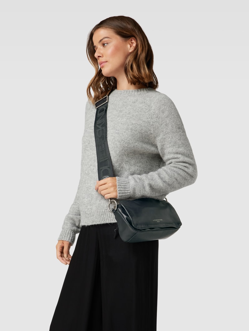 Handtasche mit Label-Details Modell 'Clarice' in schwarz