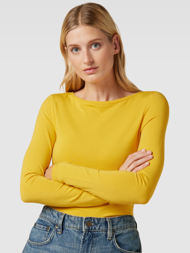 Longsleeve mit U-Boot-Ausschnitt in senfgelb