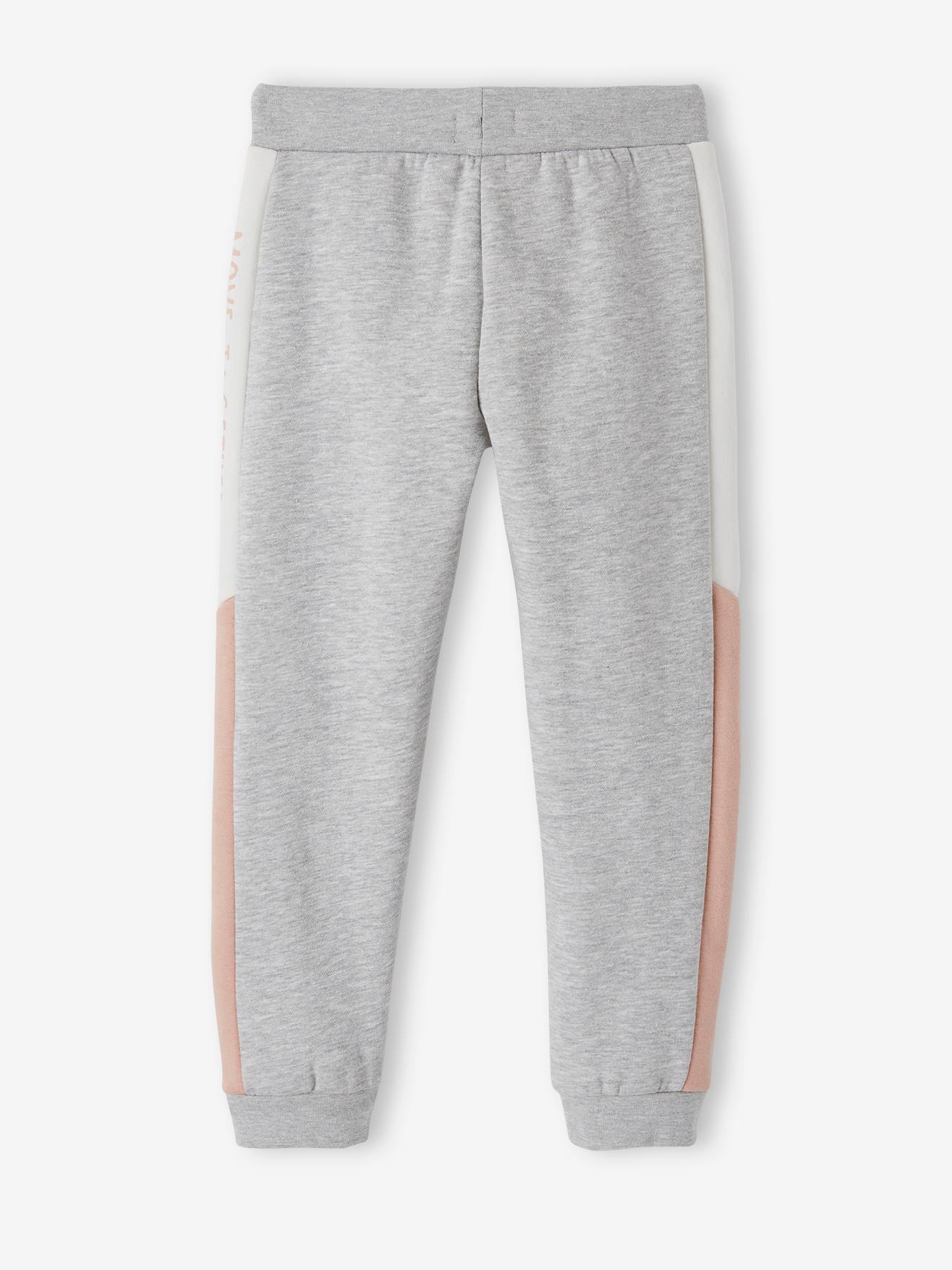 Pantalon jogging fille avec bandes côtés gris