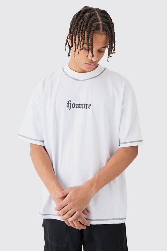 Oversize T-Shirt mit Herz-Print und Kontrast-Naht