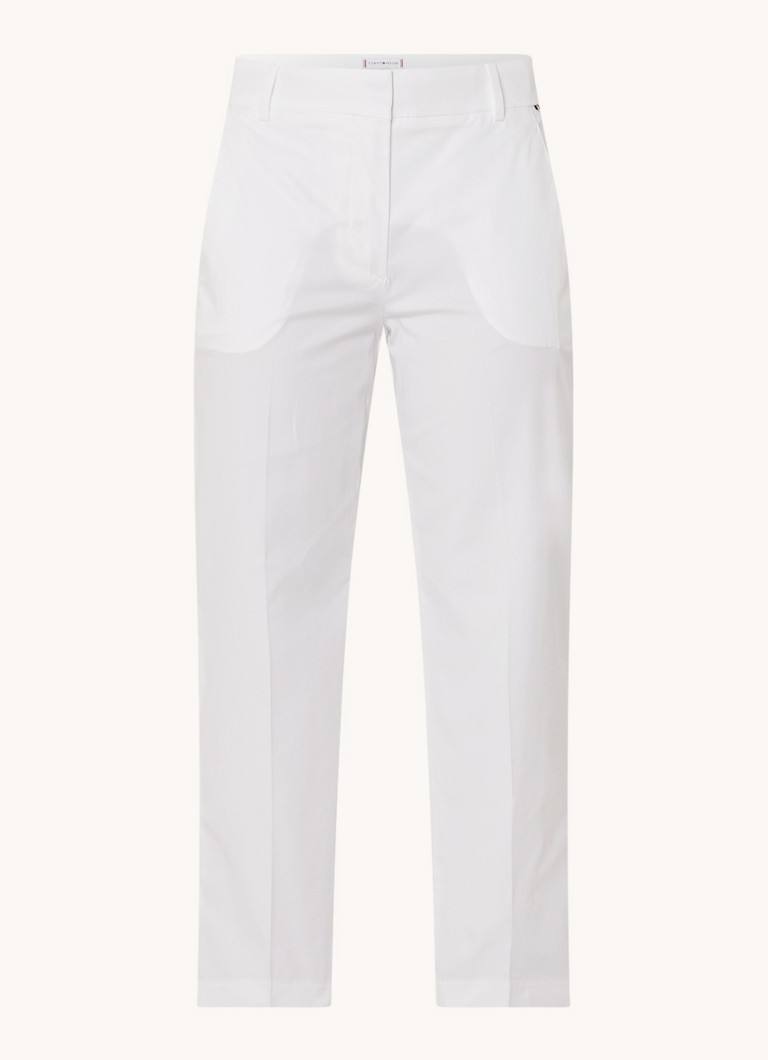 Tommy Hilfiger chino hlače z visokim pasom in ravnim krojem iz mešanice liocella s stranskimi žepi