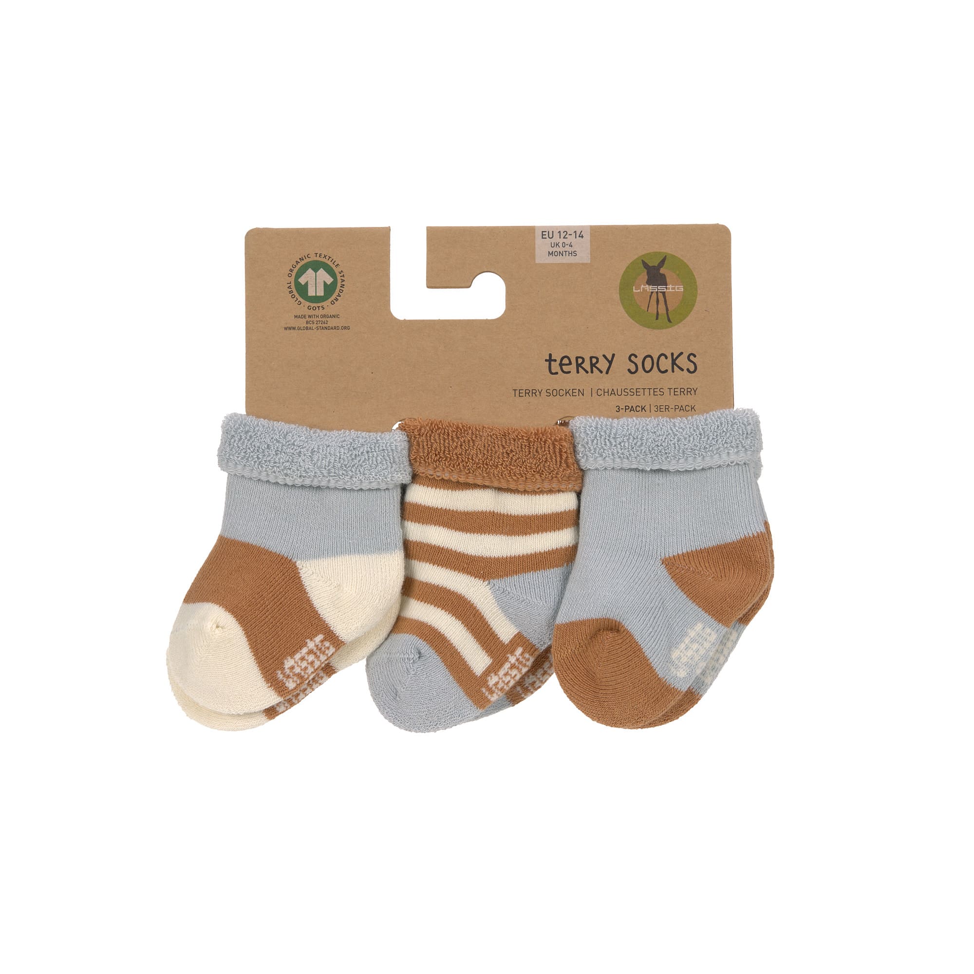 Frottee Socken Kinder (3er Set), Hellblau Karamell