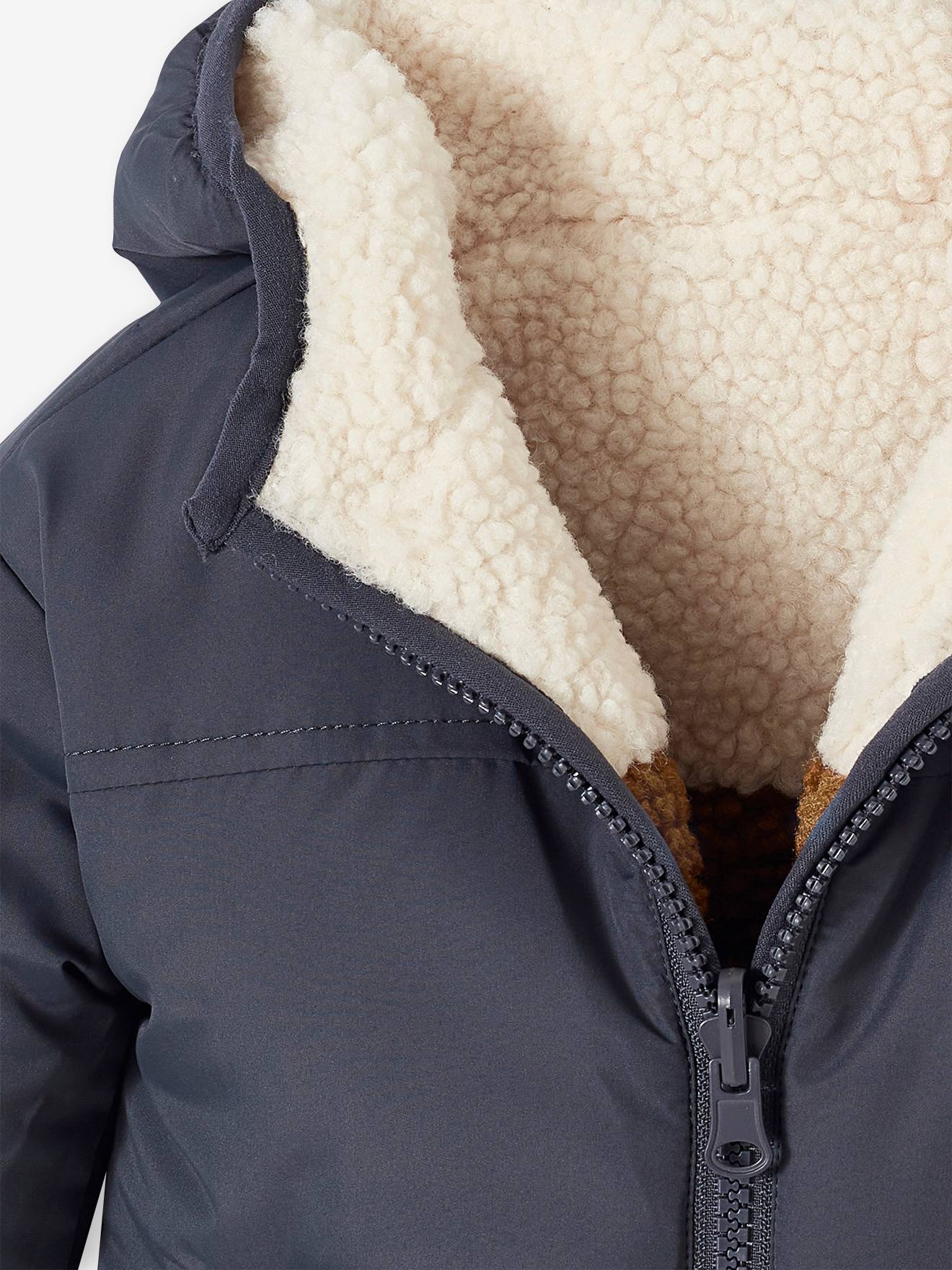 Vertbaudet Warme Baby Wendejacke mit Recycling-Polyester - wollweiß