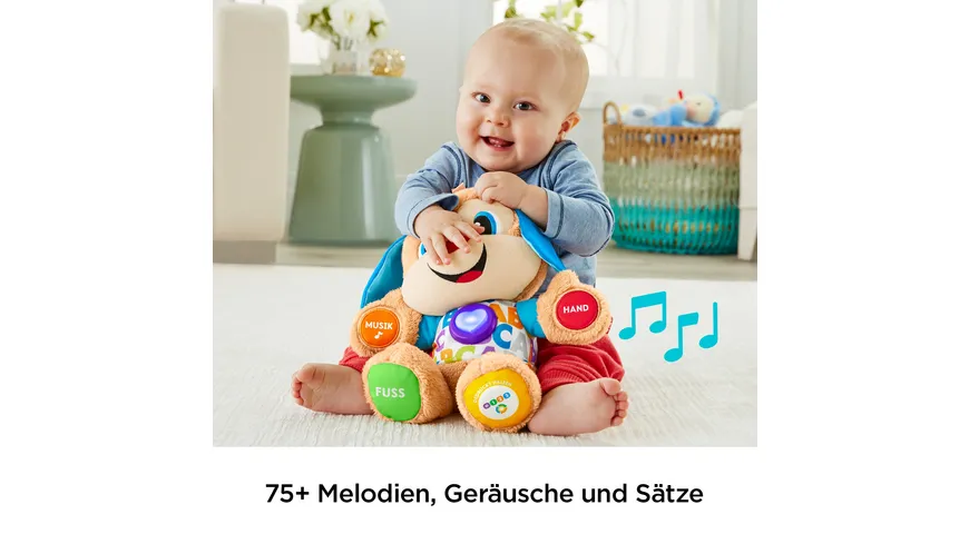 Fisher-Price Lernspaß Hündchen, Baby-Spielzeug mit Musik, Kuscheltier, Lernspielzeug