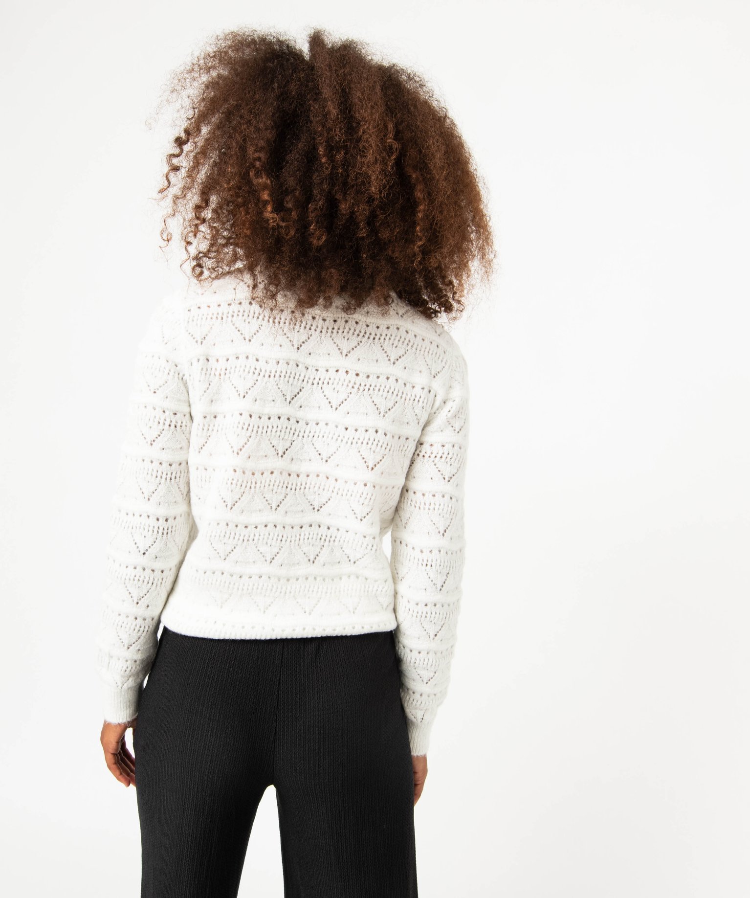 Pull en maille ajourée femme ecru | GEMO