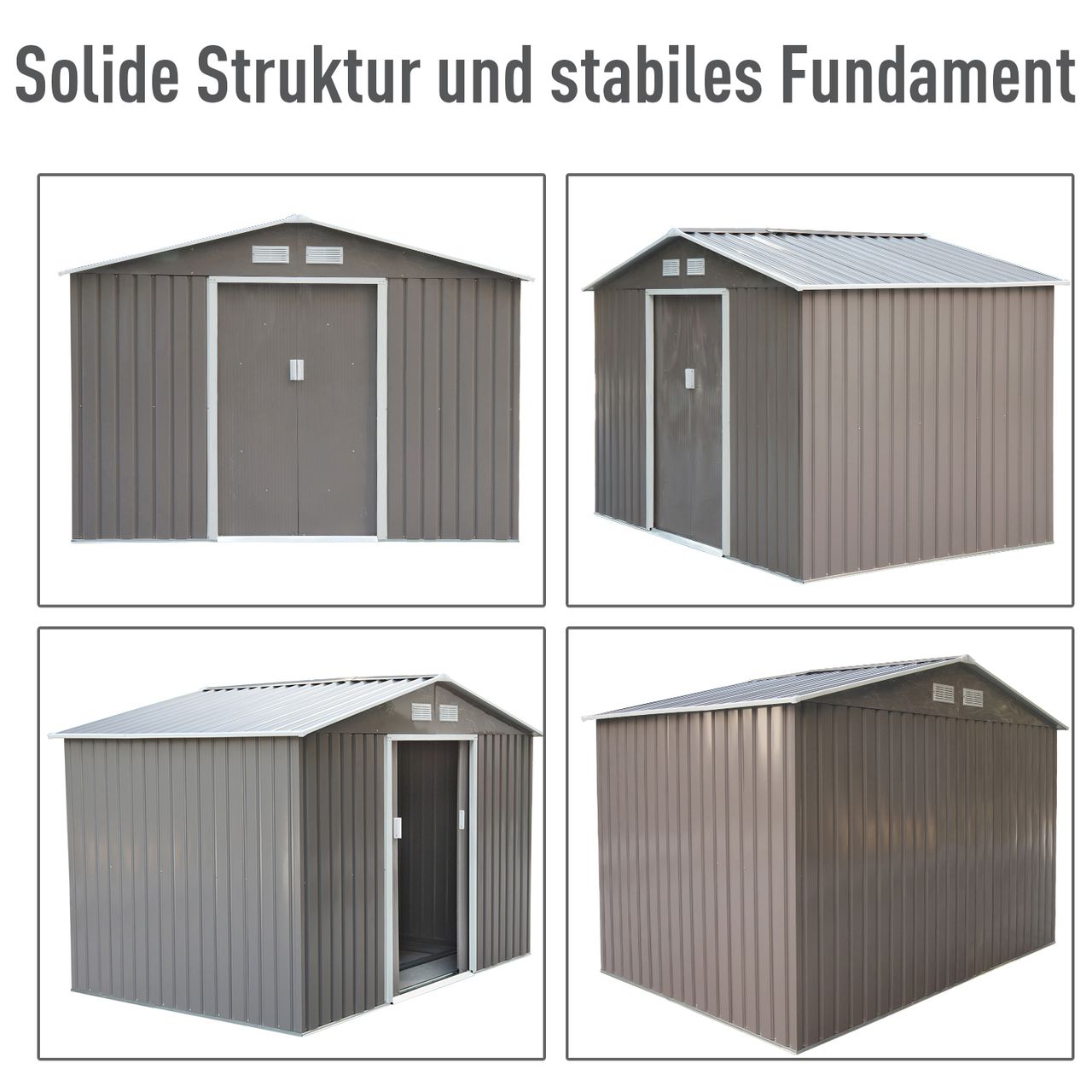 Outsunny Gerätehaus Geräteschuppen Gartenhaus Grau 277 x 195 x 192 cm