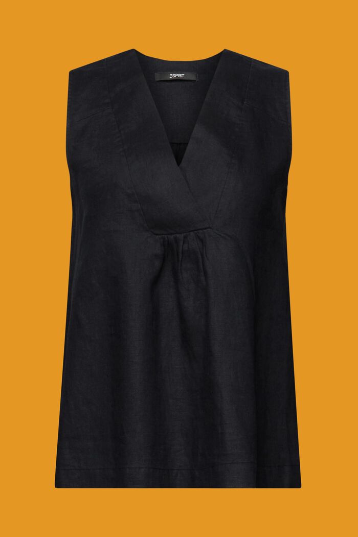 Ärmellose Babydoll-Bluse aus Leinen