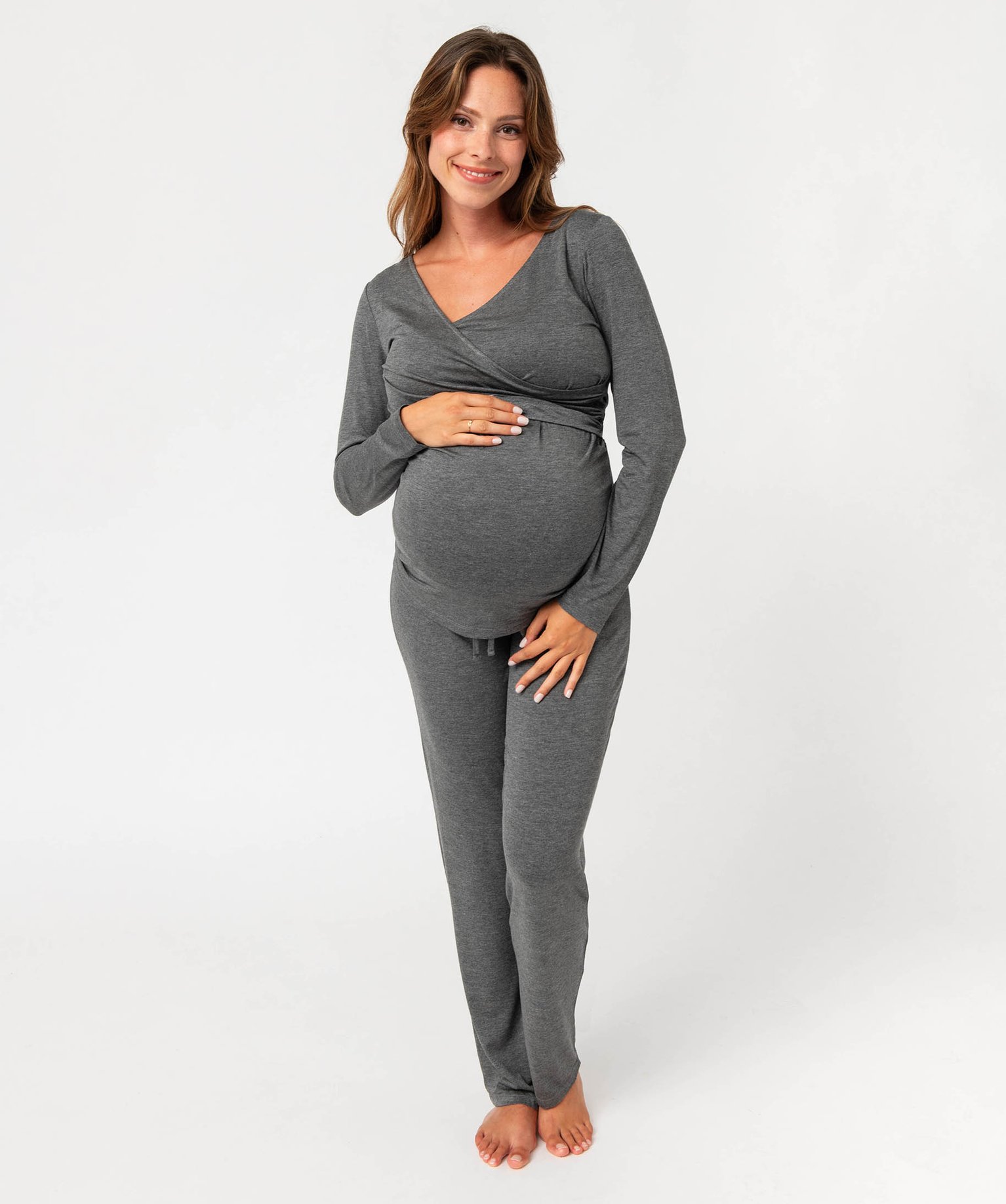 Pyjama de grossesse et d'allaitement gris | GEMO