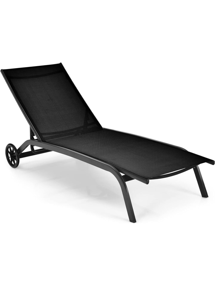COSTWAY Sonnenliege mit Rollen in Schwarz günstig kaufen onesize