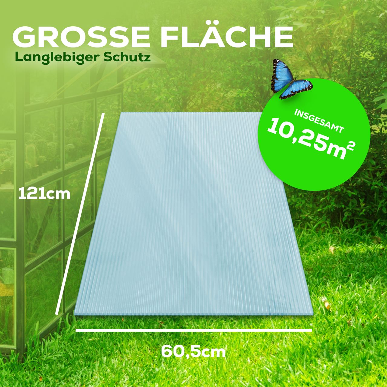 TroniTechnik GARMIO® 14x Hohlkammerstegplatten ACRI 4mm 10,25 m² Doppelstegplatte 121x60,5 cm