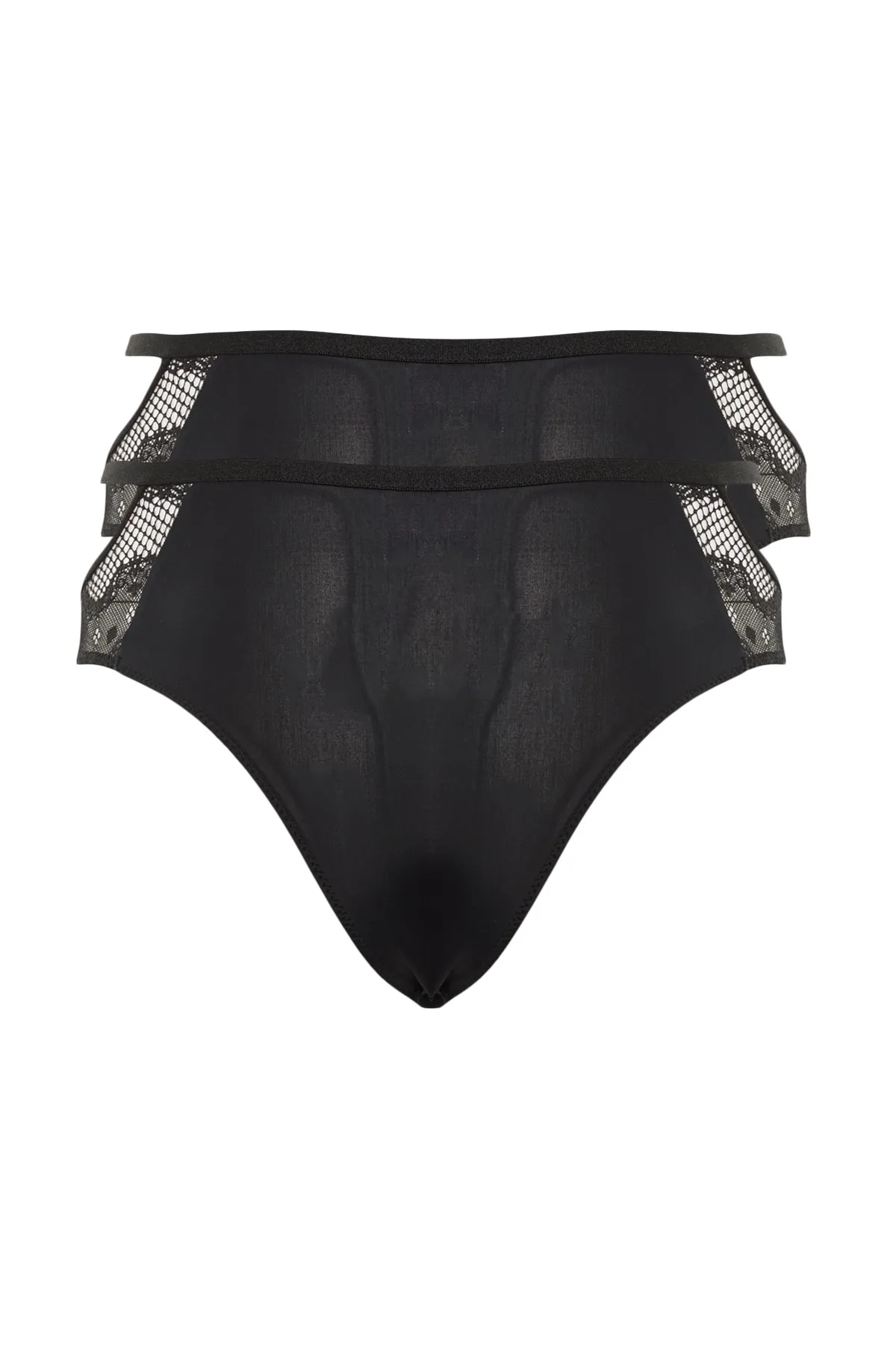 Trendyol Collection  Schwarze klassische Strickhöschen im 2er-Pack mit Spitzenfenster/Ausschnittdetail THMAW23KU00128