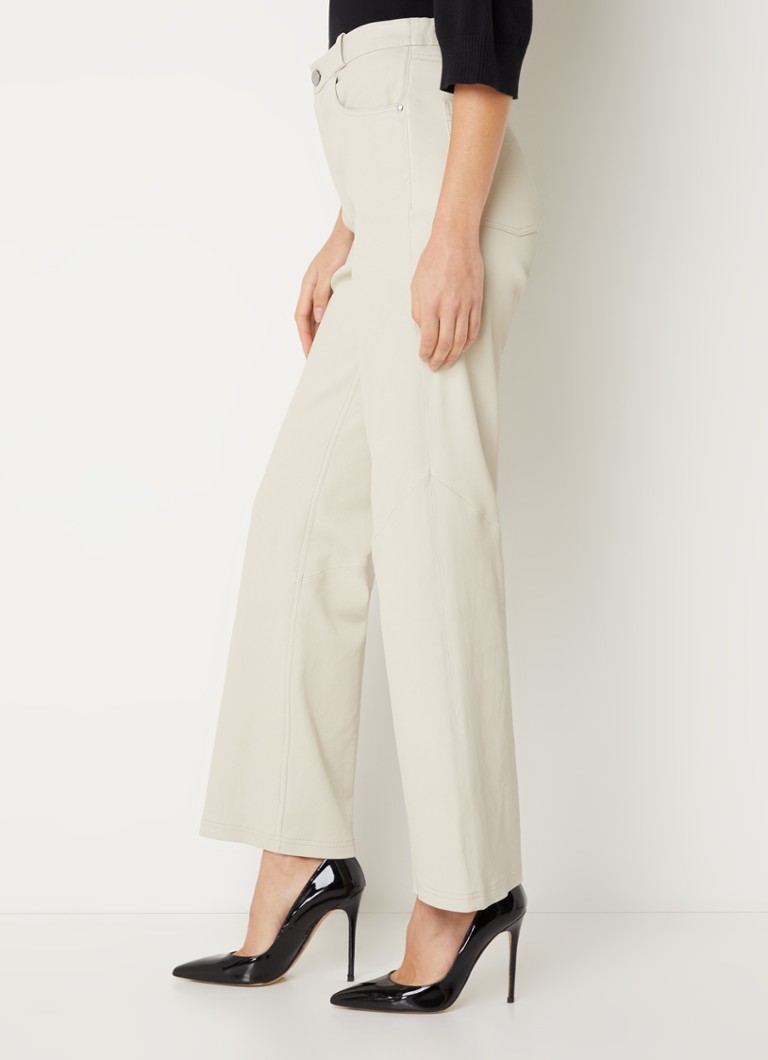 STUDIO AR by Arma Dona pantaloni in pelle di agnello a vita alta e taglio dritto con cuciture decorative