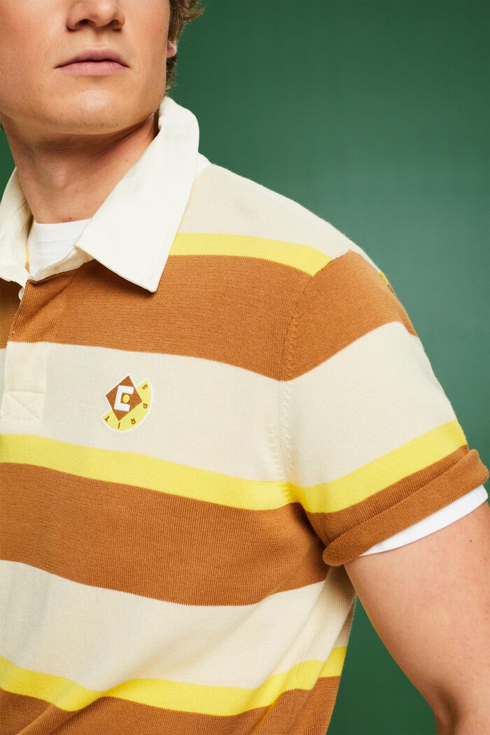Gestreiftes Baumwoll-T-Shirt mit Logo und Polokragen