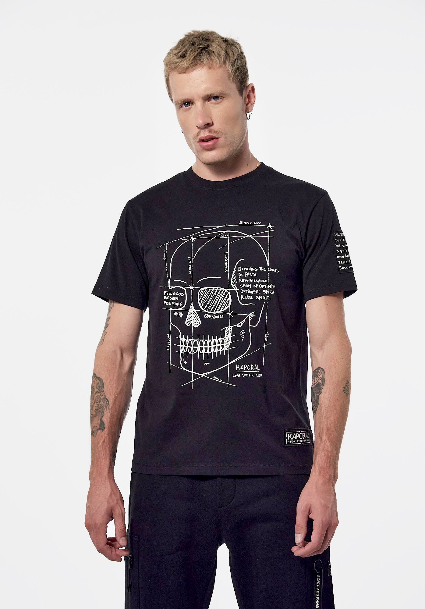 BECK   T-shirt noir tête de mort Homme en 100% coton