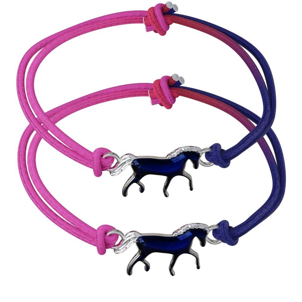 Laubhauer Armband Set Stimmungsarmband Pferd Einhorn Anhänger Kinder Mädchen Regenbogenfarbe (2, 2er Set), Freundschaftsband, Personalisierbar